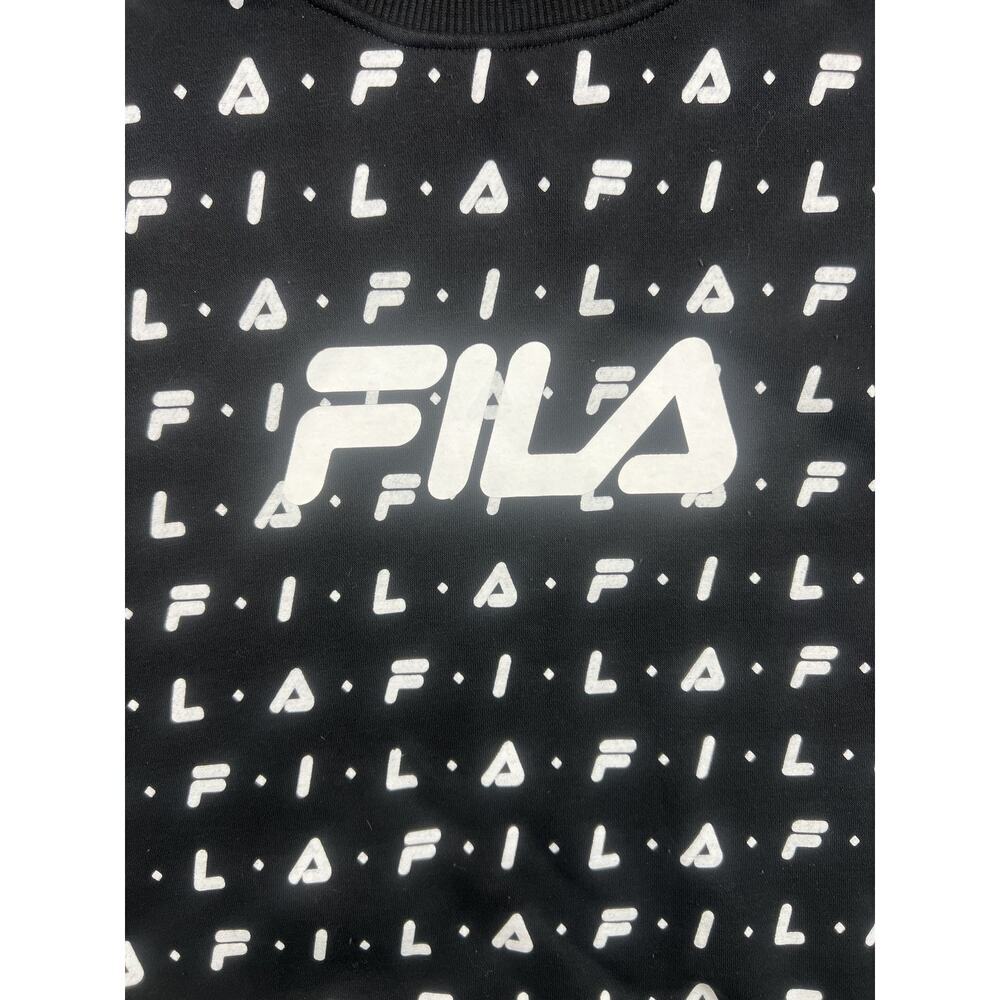 Fila Women's 2XL Black Cropped Sweatshirt with Logo Print Streetwear - Picture 3 of 7
